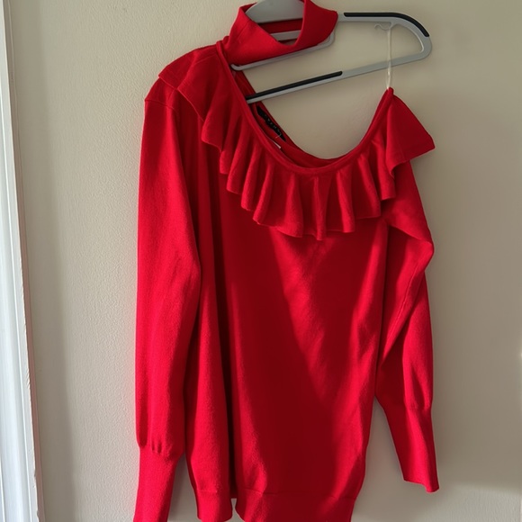 NWT Cyrus Red Ruffle Sweater - Picture 3 of 5
